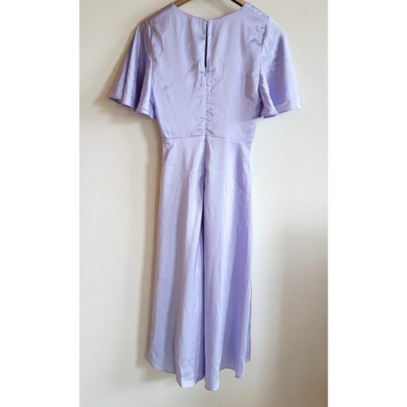 Floret Flutter Sleeve Satin Midi Dress Lavender Purple Size S - Picture 4 of 6